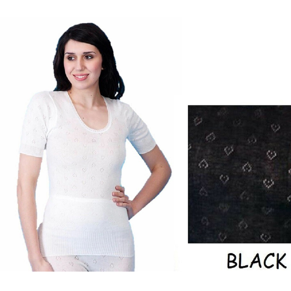 Ladies Thermal Vest, Short sleeve Long Sleeve, Long John White-Black (UK  MADE)