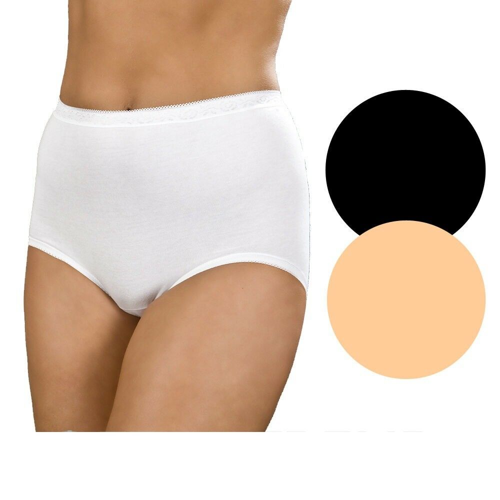 Ladies 100% Cotton Interlock Cuff Leg Panties in White - Prime Products